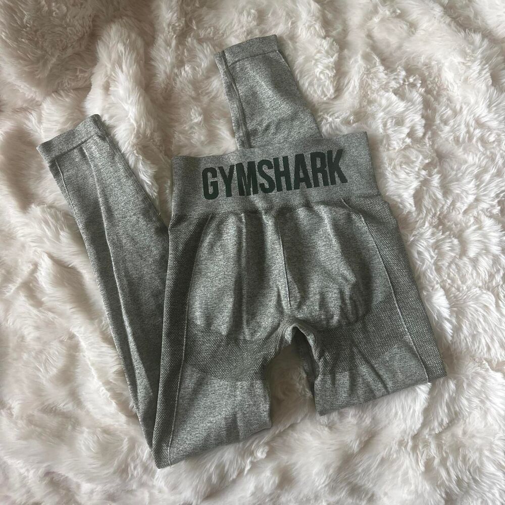 Gymshark Women's Grey and Green Leggings
